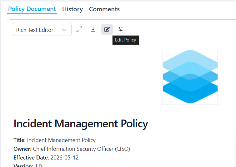 Policy Document tab — Edit Policy button