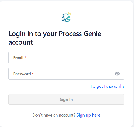 Sign in to your Process Genie account
